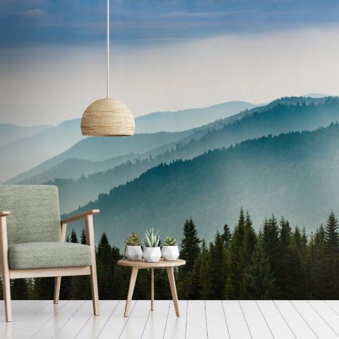 Foggy Mountains Landscape Wallpaper Mural