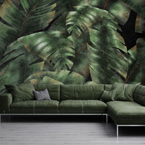 Dark Banana Leaf Wallpaper Mural