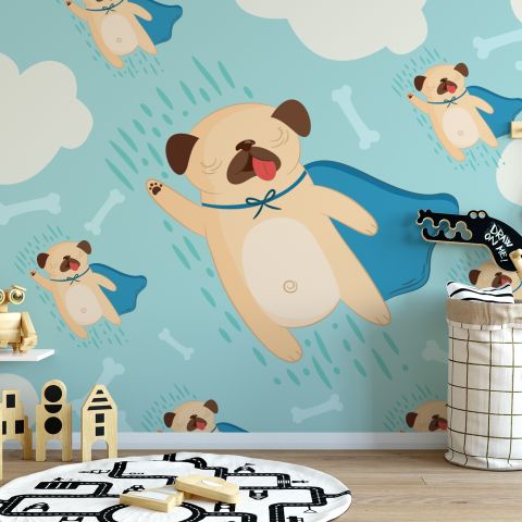 Cartoon Pet Dog Pattern Wallpaper Mural