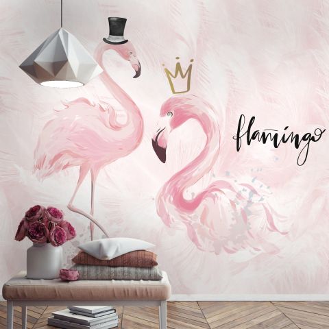 Powder Pink Flamingo Wallpaper Mural