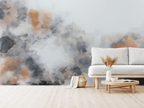 Watercolor Black Brown Smoked Paint Art Wallpaper Mural