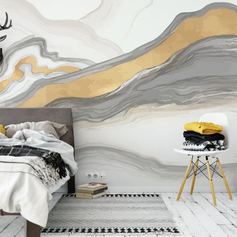 Abstract Smoke with Lines Wallpaper Mural