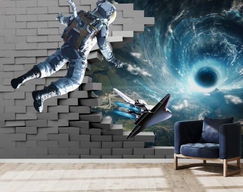 Astronaut with Galaxy Starry Wallpaper Mural