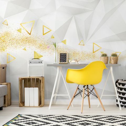 Geometric Yellow Trigon Pattern Wallpaper Mural