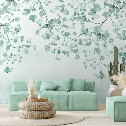 Soft Green Blossom Wallpaper Mural