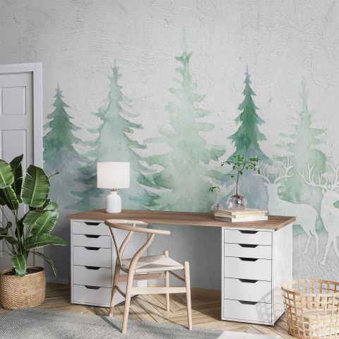 Watercolor Soft Palm Trees Wallpaper Mural