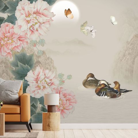 Nostalgic Peony Blossom Wallpaper Mural