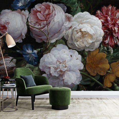 Dutch Floral Victorian Flower Bouqet Wallpaper Mural