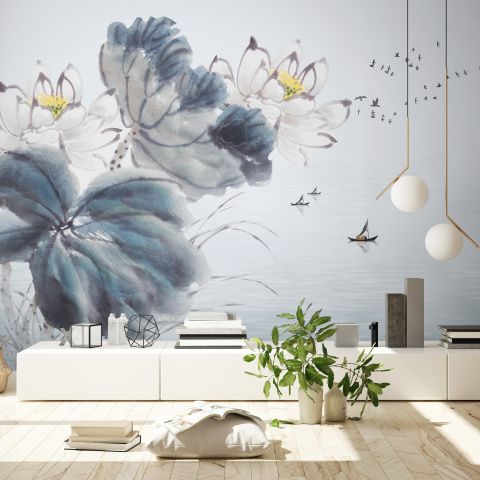 Lotus Floral Art Wallpaper Mural