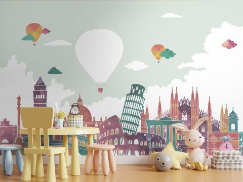Kids Historical Places Wallpaper Mural