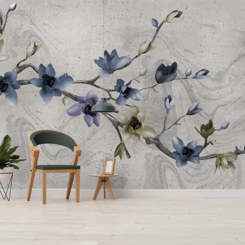 Retro Magnolia Blossom Wallpaper Mural