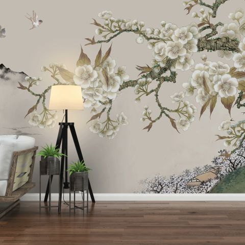 Retro Plum Blossom Wallpaper Mural
