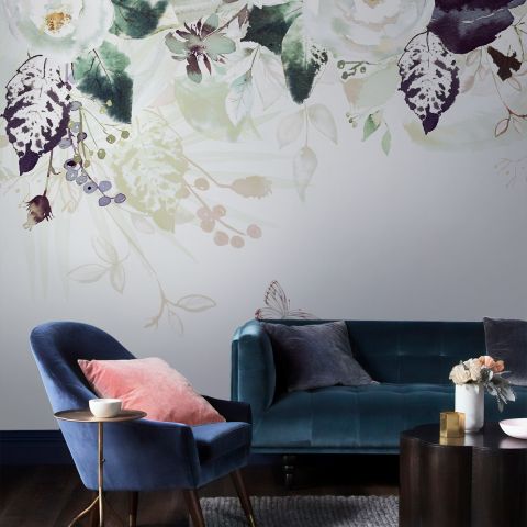 Dark Floral Art Wallpaper Mural