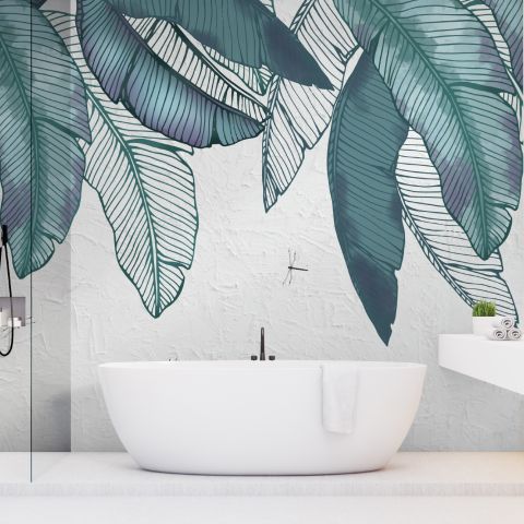 Vintage Leaves and Dragonfly Wallpaper Mural