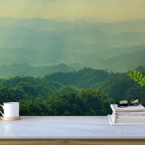 Green Mountain Silhouette Wallpaper Mural