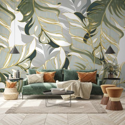 Tropical Fresh Leaf Wallpaper Mural