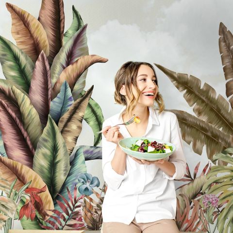 Vintage Tropical Leaf Wallpaper Mural