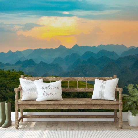 Mountain Hills Silhouette Wallpaper Mural