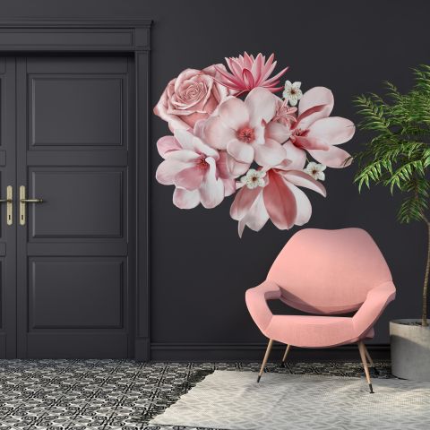 3D Floral Rosegold Daisy Lily Orchid Flower Bouqets Wall Decal Sticker