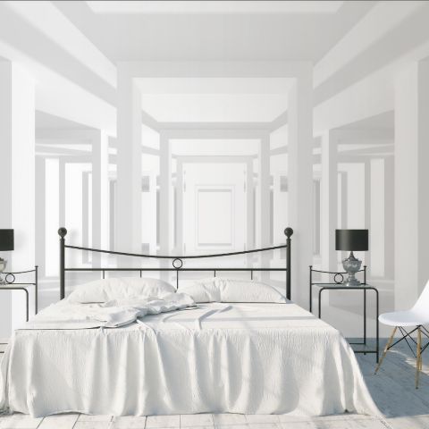 3D Look Abstract Architecture White Corridor Wallpaper Mural