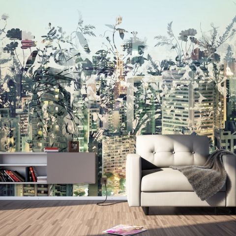 Abstract City Landscape Wallpaper Mural