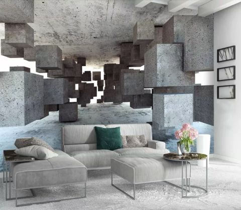 3D Look Abstract Geometric Corridor Wallpaper Mural