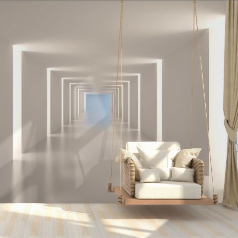 3D Look Illustrational Abstract White Corridor Wallpaper Mural