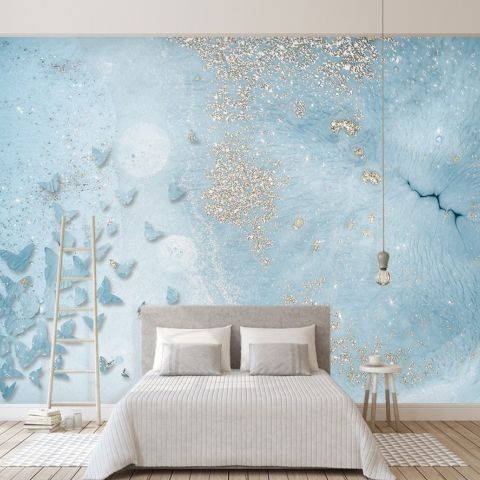 Abstract and Blue Butterfly Wallpaper Mural