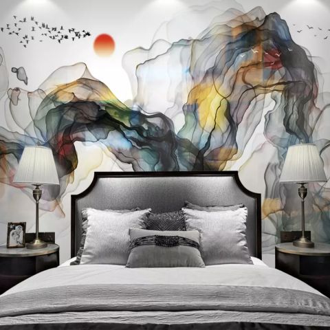 Watercolor Colorful Abstract Smoke Wallpaper Mural