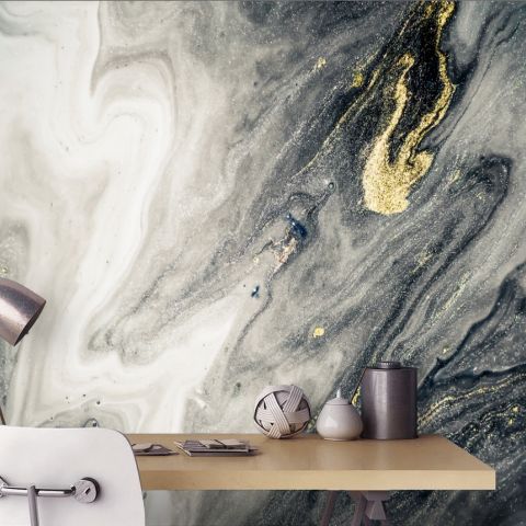 Marble Style Dark Ocean Wallpaper Mural
