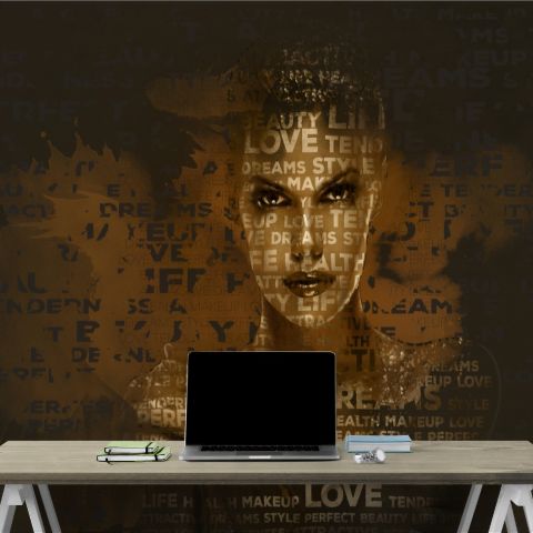 Dark Woman Typography Art Wallpaper Mural