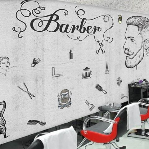 Charcoal Barbershop and Haircut Wallpaper Mural