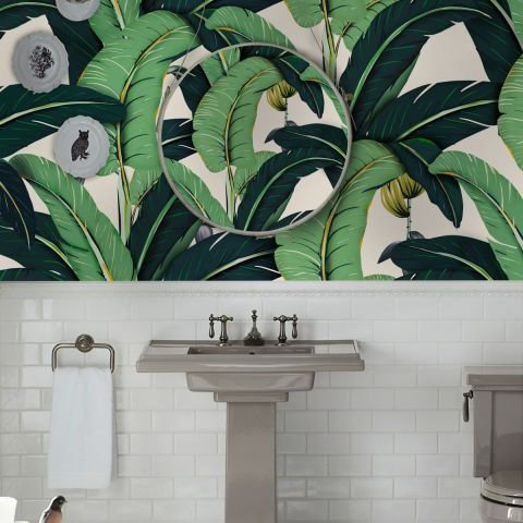 Banana Leaf Pattern Wallpaper Mural