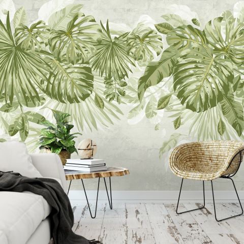 Watercolor Tropical Leaves Wallpaper Mural