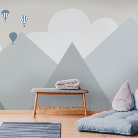 Cartoon Mountainscape Wallpaper Mural