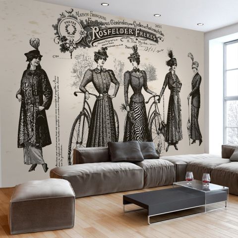 Retro French Clothing Art Wallpaper Mural