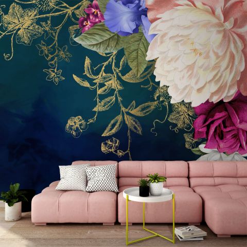 3d Mural Wallpaper With Simple Floral Background Modern Flowers In Simple  Wall Stock Photo  Download Image Now  iStock