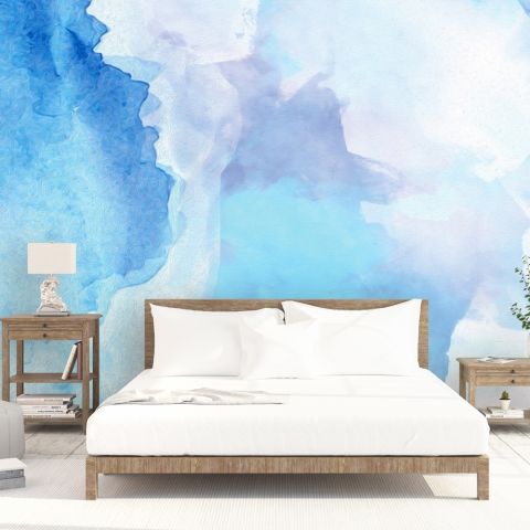 Watercolor Blue Brush Wallpaper Mural
