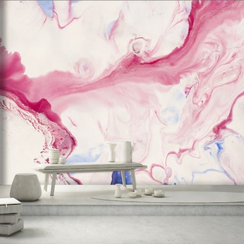 Pink Blue Marble Style Brush Wallpaper Mural