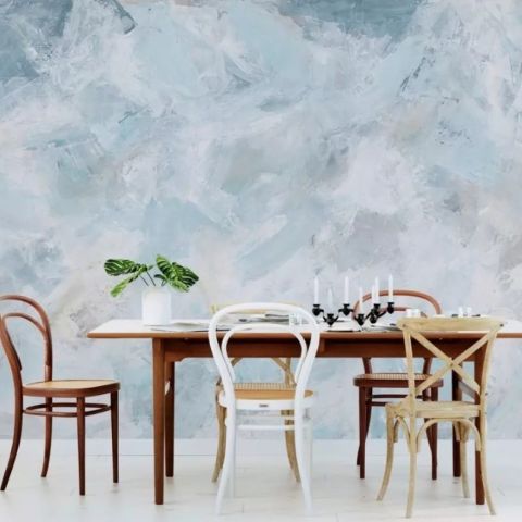 Soft Turquoise Brush Wallpaper Mural