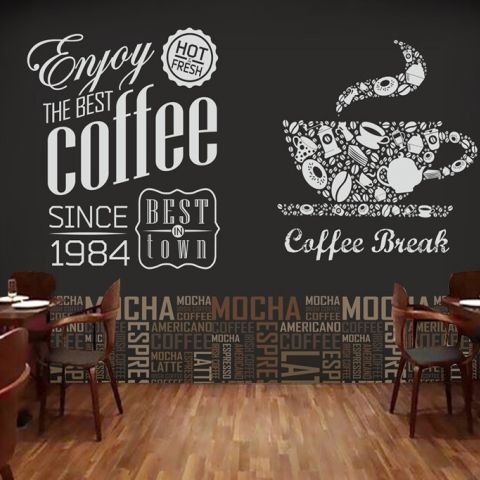 Coffee Mocha Typography Wallpaper Mural