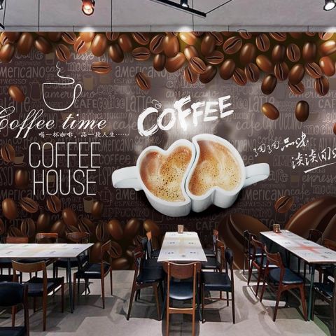 Coffee Beans with Mocha Wallpaper Mural
