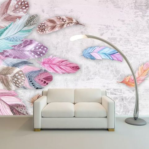 Colorful Feather Wallpaper Mural