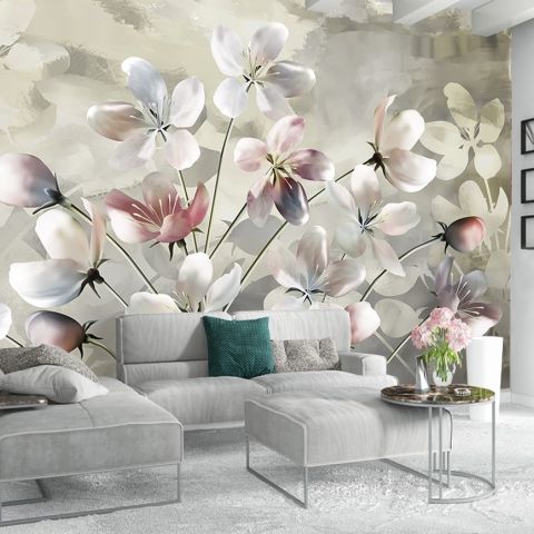 Oil Painting Dark Floral Wallpaper Mural
