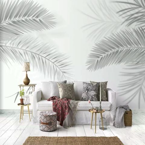 Dark Tropical Leaf Wallpaper Mural