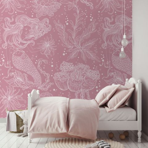 Kids Underwater Mermaid Girl Wallpaper Mural