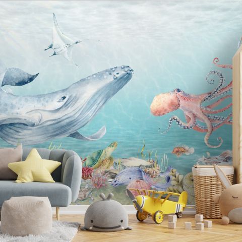 Kids Cute Whale Undersea Wallpaper Murals