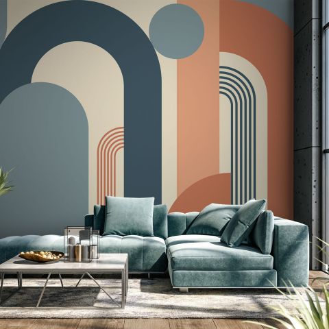 Geometric Arch with Shapes Wallpaper Mural