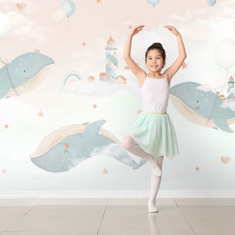 Kids Soft Whale  Undersea Life Wallpaper Mural