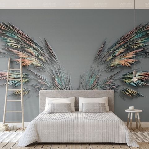 3D Embossed Look Dark Wing Wallpaper Mural